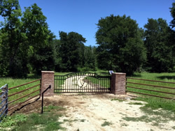 Double arch classic gate from Brenham Iron Works.