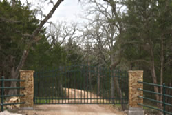 Double arch classic gate from Brenham Iron Works.