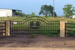 Double arch classic gate from Brenham Iron Works.