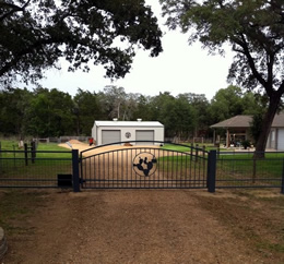 Double arch gate from Brenham Iron Works.