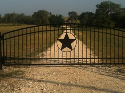 Double arch gate from Brenham Iron Works.