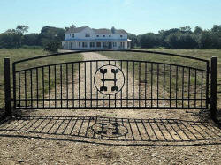 Double arch gate from Brenham Iron Works.