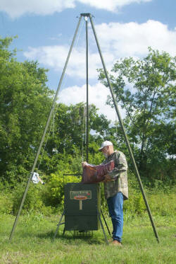 Custom deer feeders and blinds by Brenham Iron Works